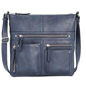 INC Rivington Navy Messenger Crossbody Bag